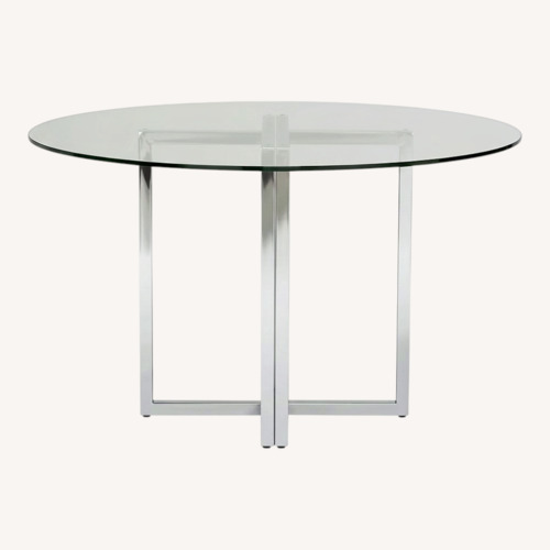 Used CB2 Silverado Chrome 47" Round Dining Table for sale on AptDeco
