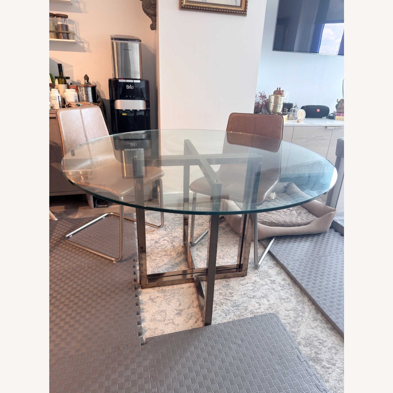 CB2 Silverado Chrome 47" Round Dining Table - image-2