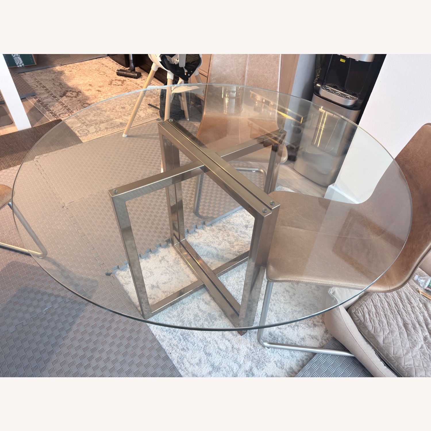 CB2 Silverado Chrome 47" Round Dining Table - image-6