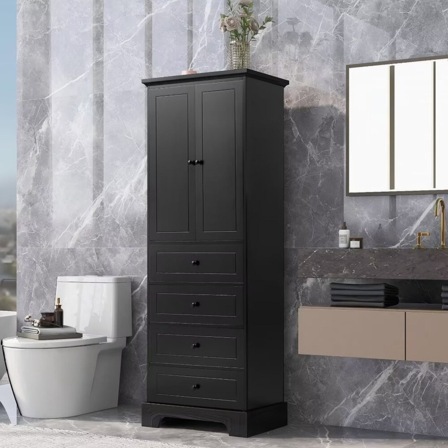 Black Storage Cabinet Armoire - image-4