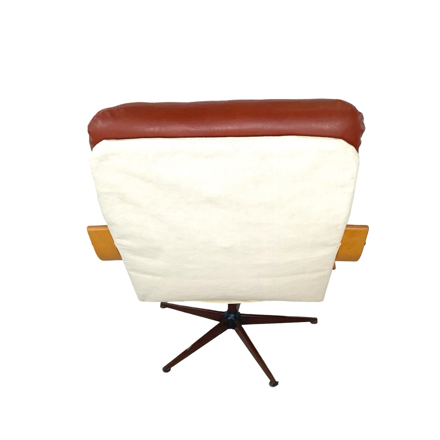 Mid-Century Modern Style Brown Tufted Swivel Chair - image-12