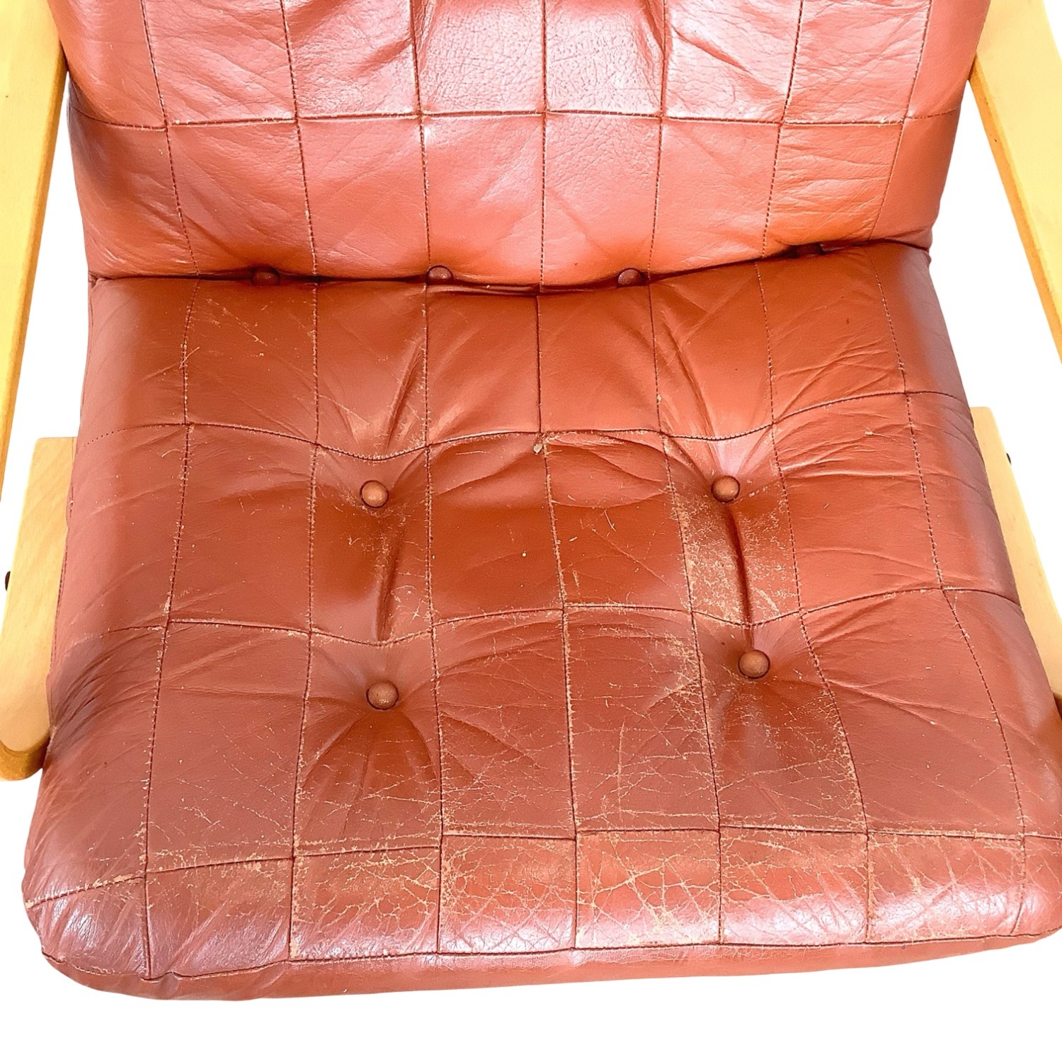 Mid-Century Modern Style Brown Tufted Swivel Chair - image-5