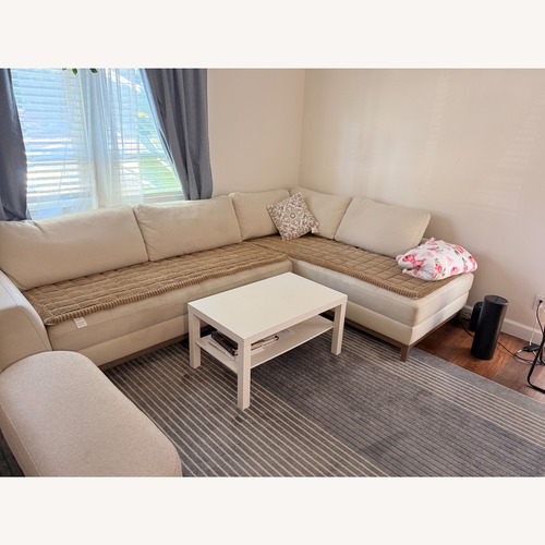 Used Vintage/Antique White Fabric 2 Piece Sectional for sale on AptDeco