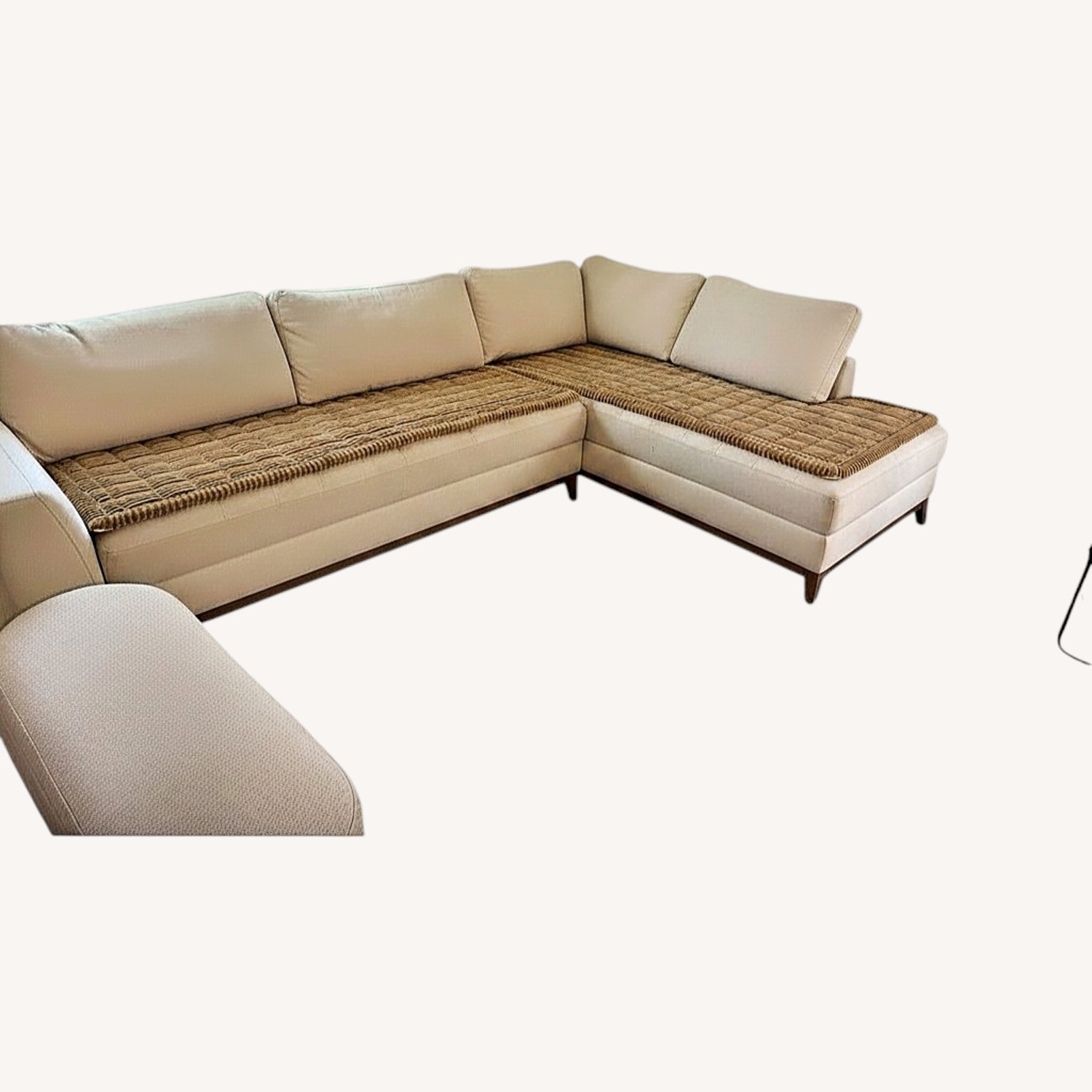 Vintage/Antique White Fabric 2 Piece Sectional - image-8