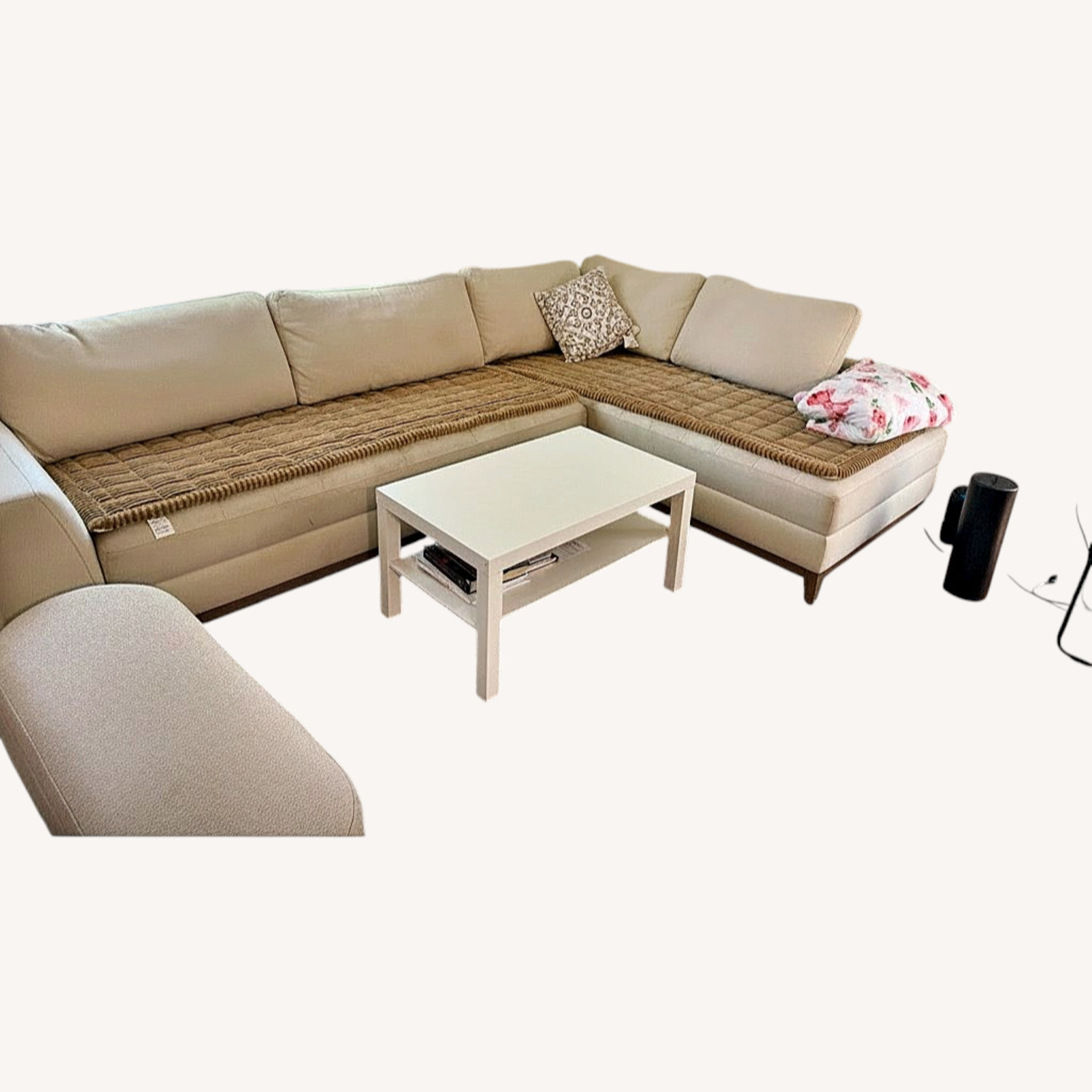 Vintage/Antique White Fabric 2 Piece Sectional - image-7