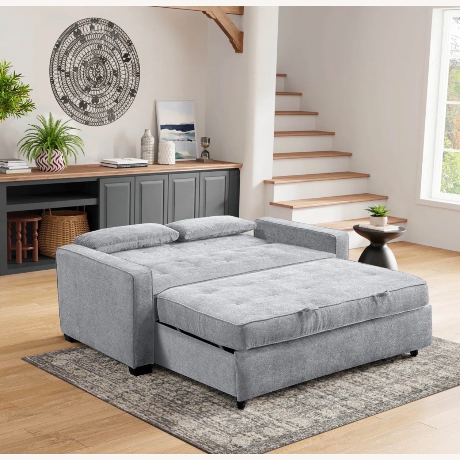 Serta Monroe 72.6" Queen Square Arm Tufted Back Convertible Sleeper - image-2