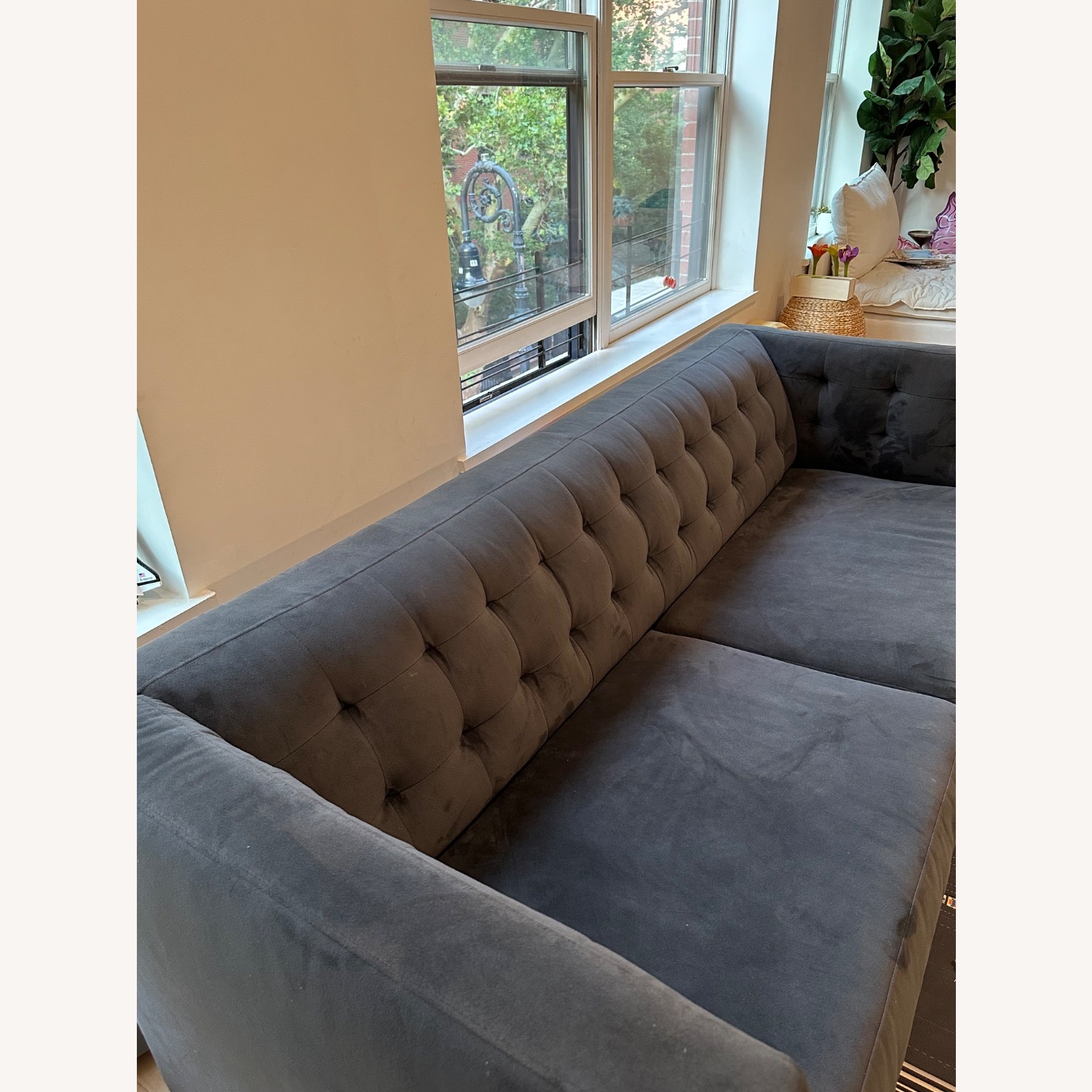 West Elm Rochester Blue Velvet 2 Seater Sofa - image-2