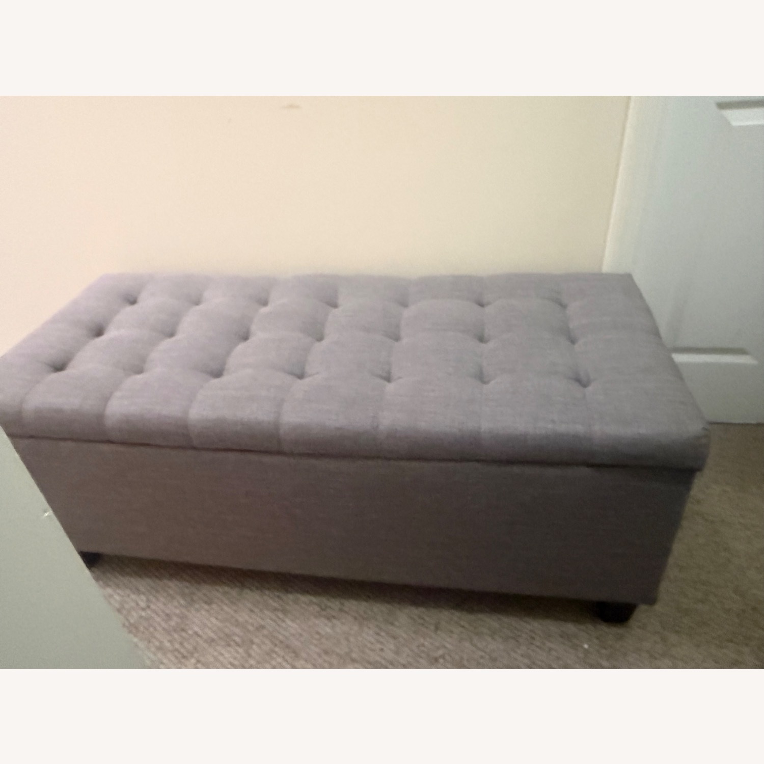 Light Gray Fabric Ottoman - image-1