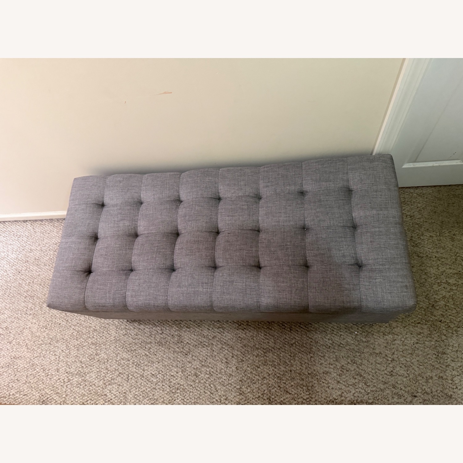 Light Gray Fabric Ottoman - image-2