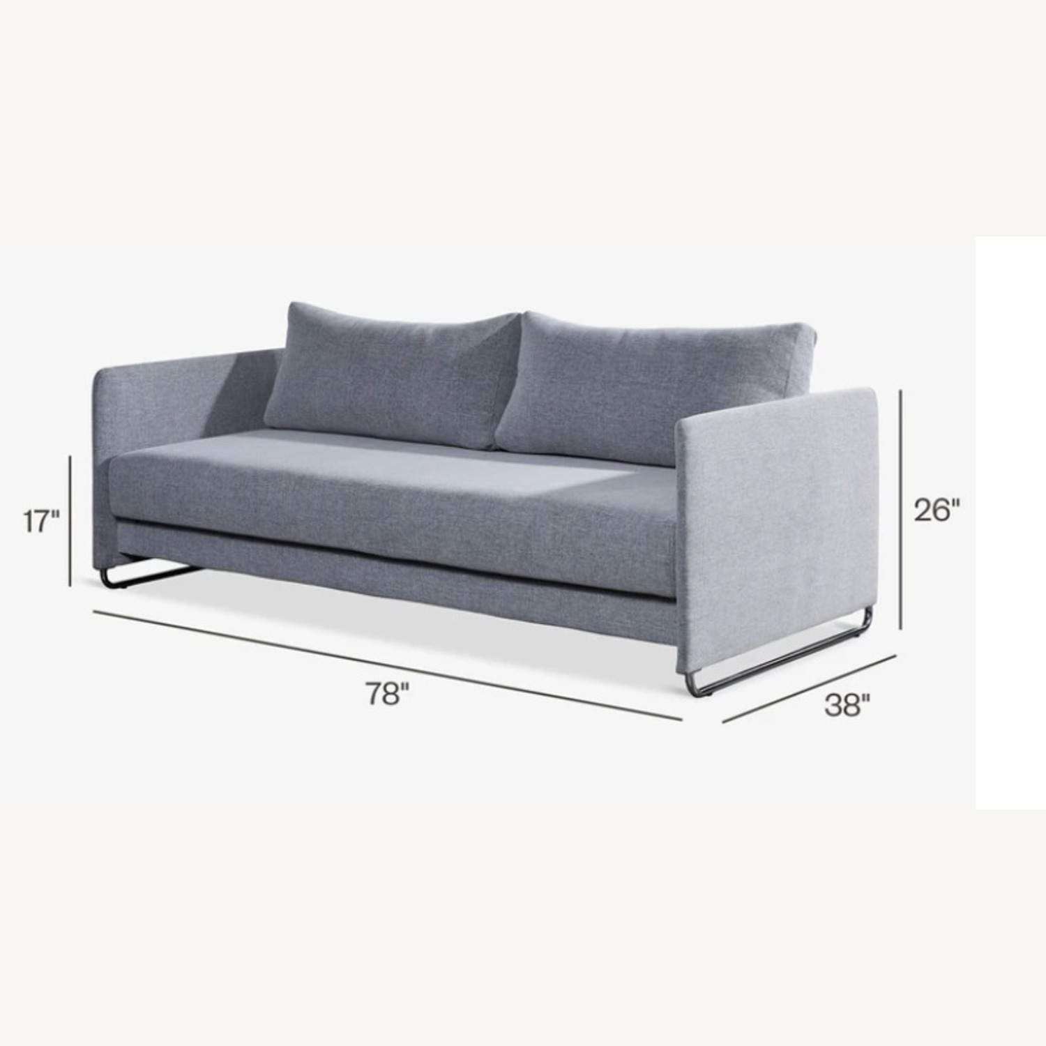CB2 Tandom Sleeper Sofa (Light Gray) - image-5