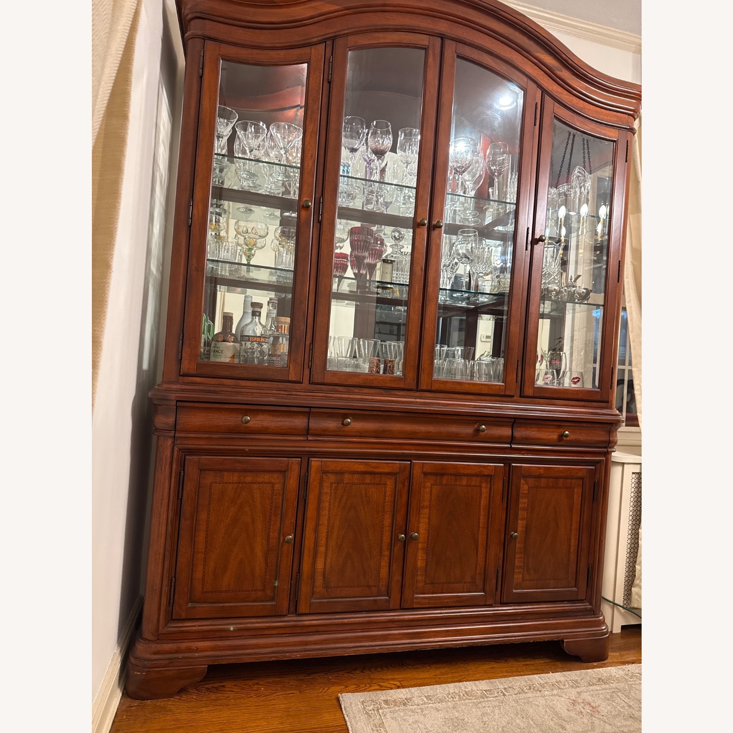 Light Brown Wood China Cabinet With Lights - image-5