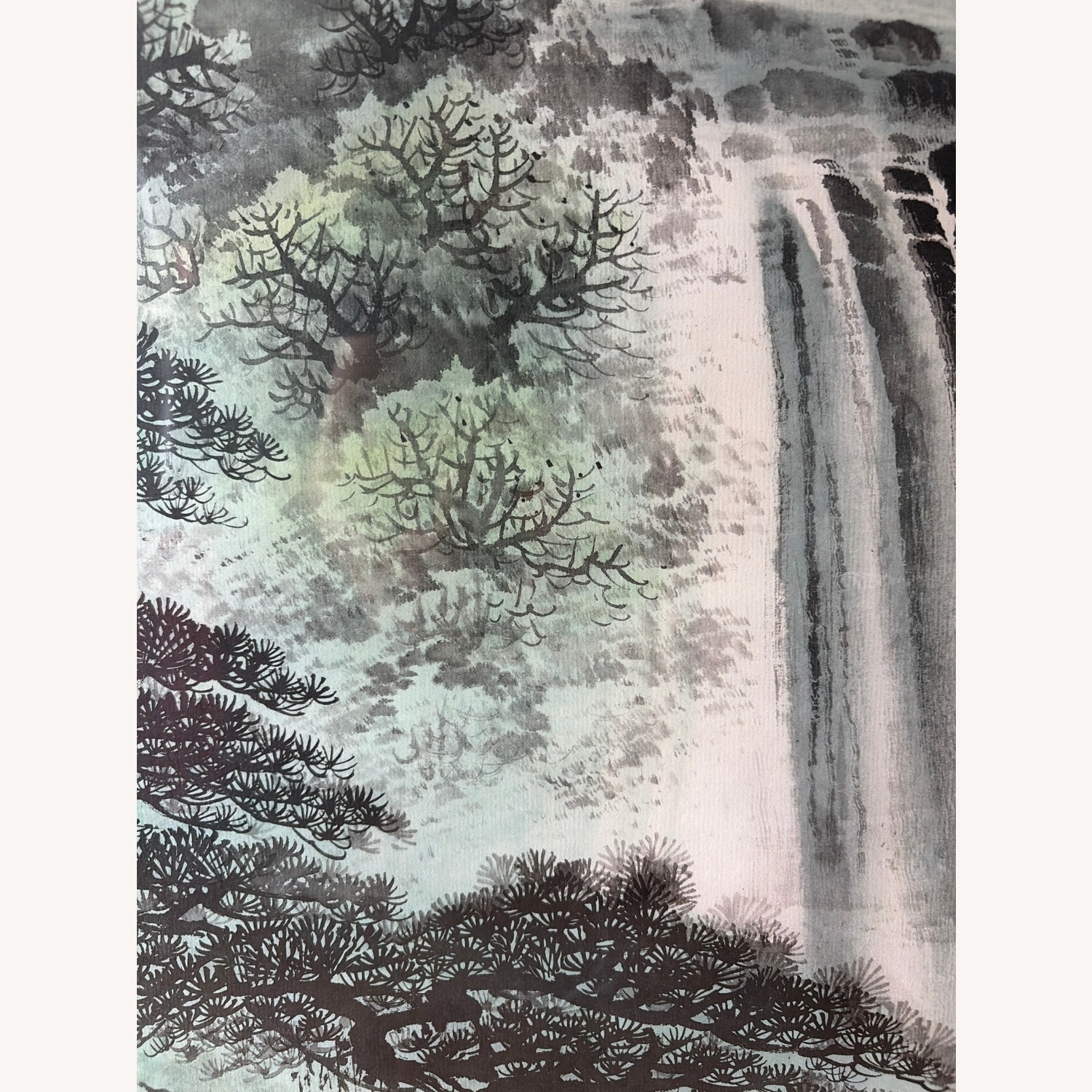 Chinese Shan Shui Art Print in Brass-Finish Frame - image-3