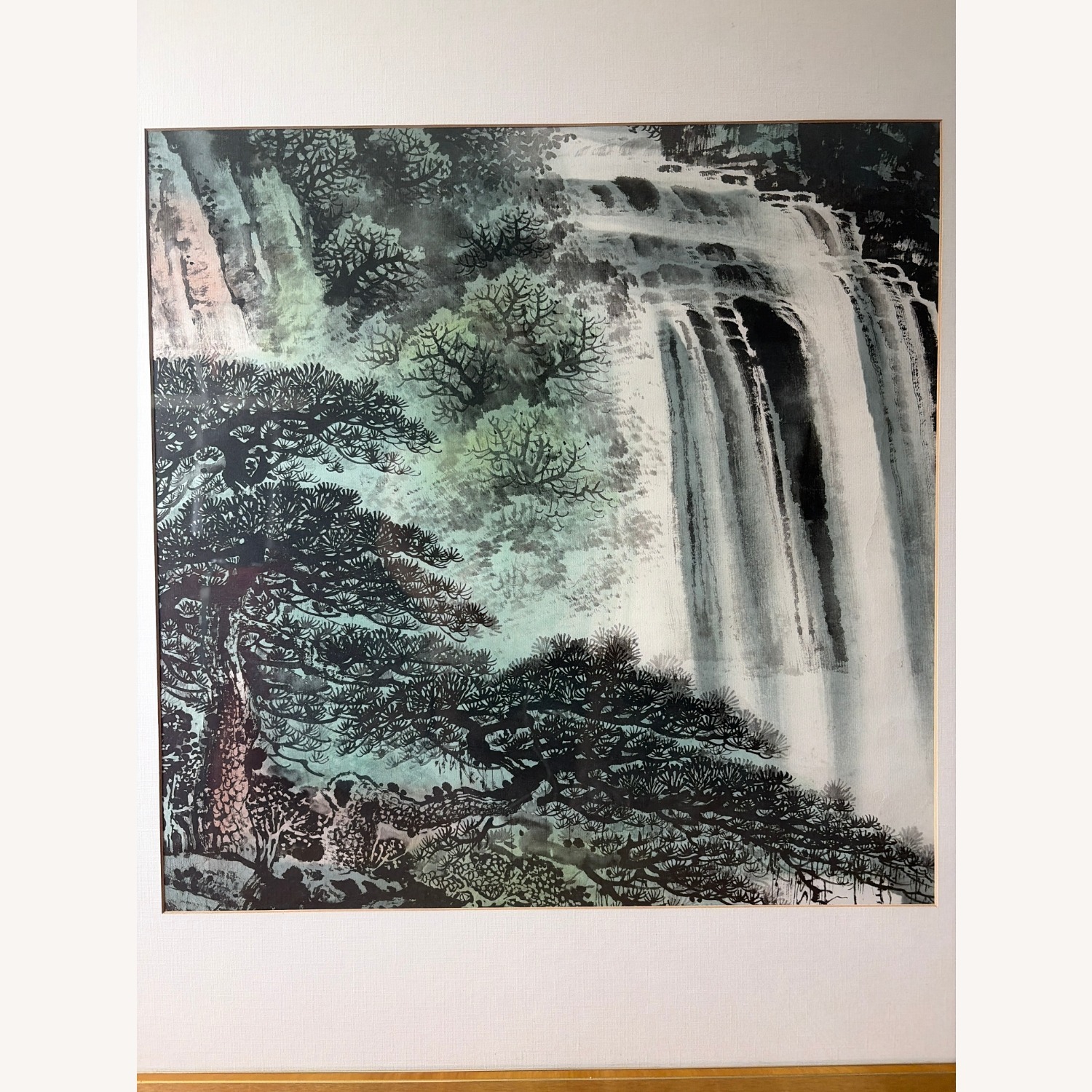 Chinese Shan Shui Art Print in Brass-Finish Frame - image-2