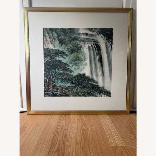 Used Chinese Shan Shui Art Print in Brass-Finish Frame for sale on AptDeco