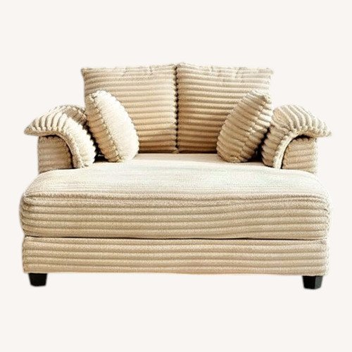 Used Hokku Designs Corduroy Upholstered Convertible Sleeper Sofa with Toss Pillows for sale on AptDeco