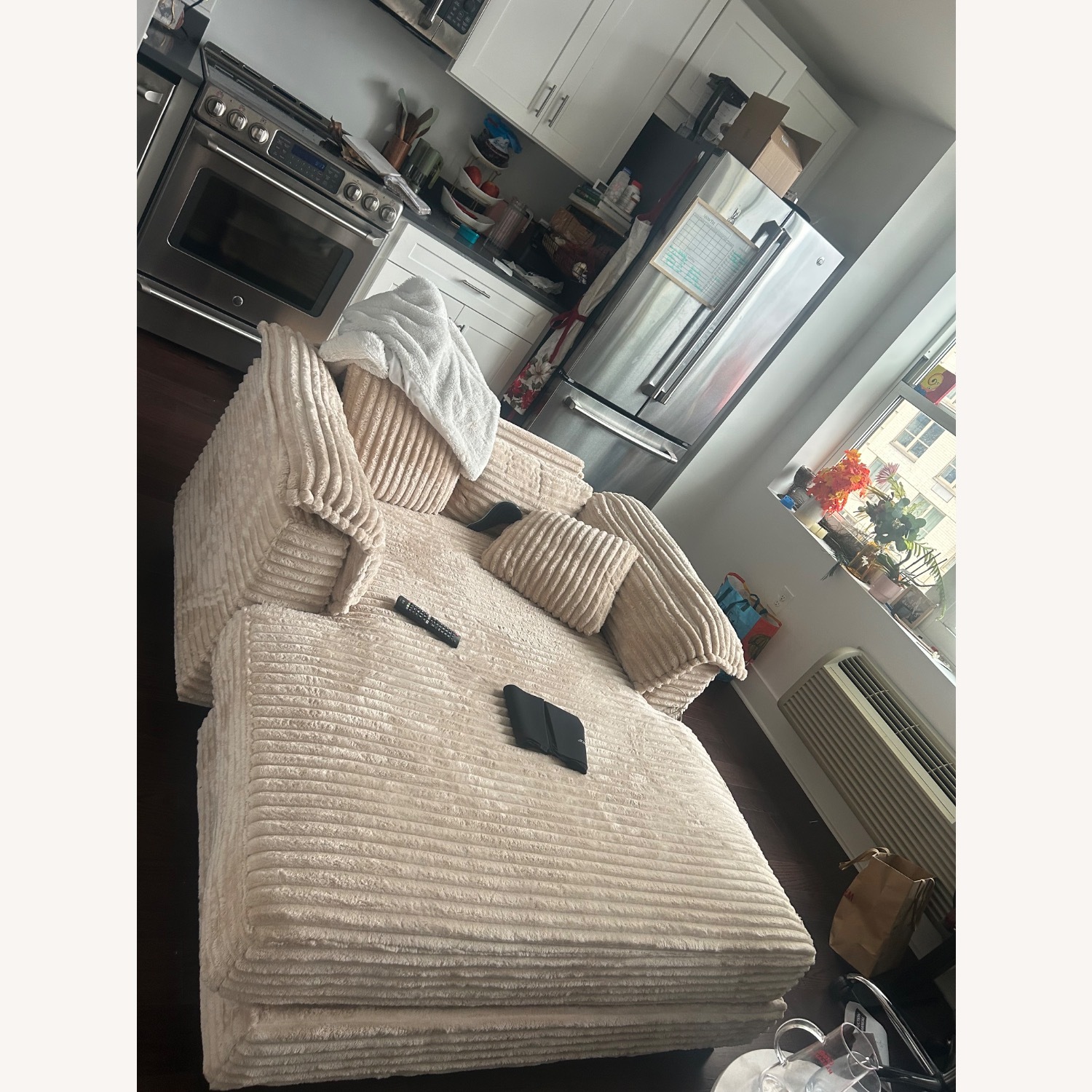 Hokku Designs Corduroy Upholstered Convertible Sleeper Sofa with Toss Pillows - image-4