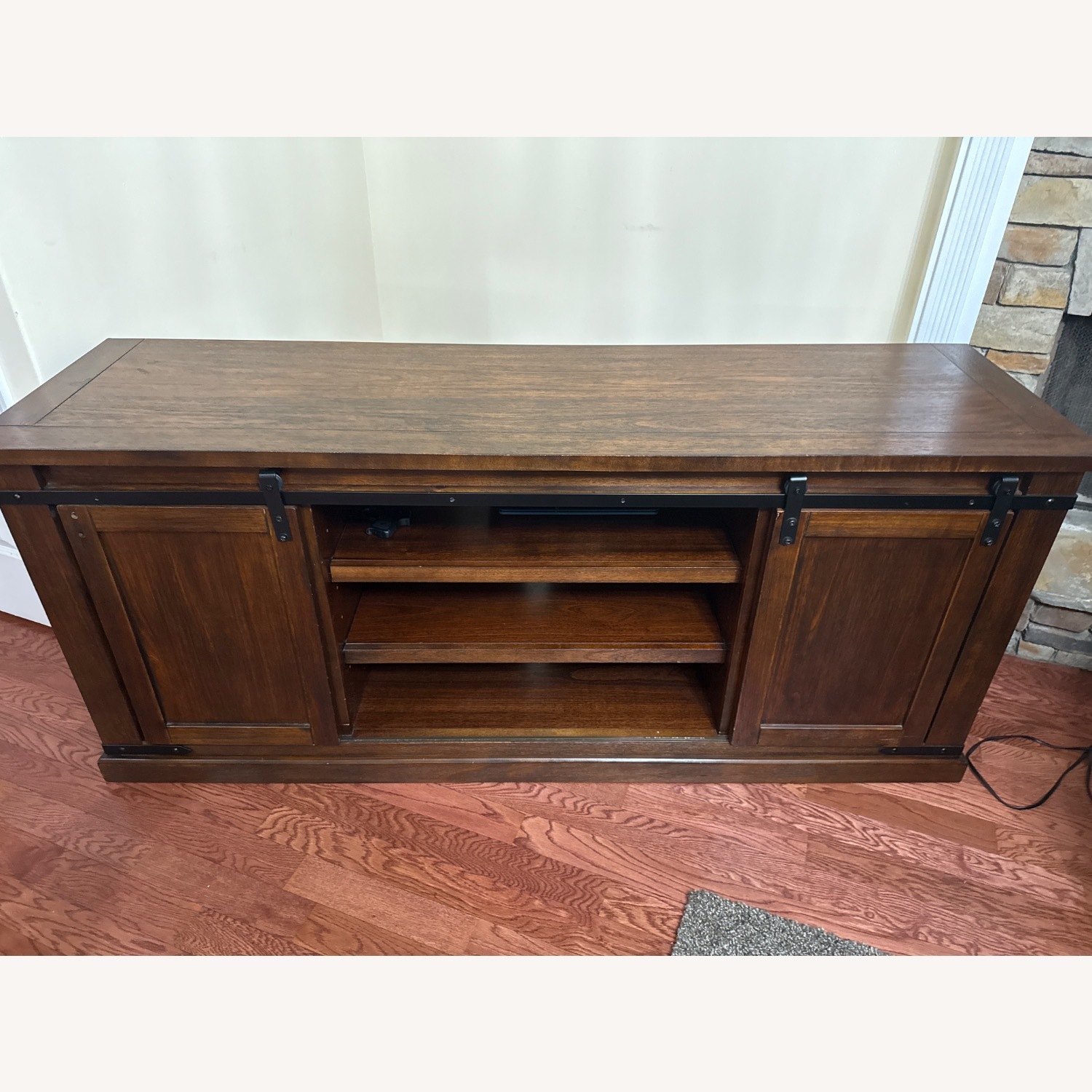 Dark Brown Wood Media Storage - image-1