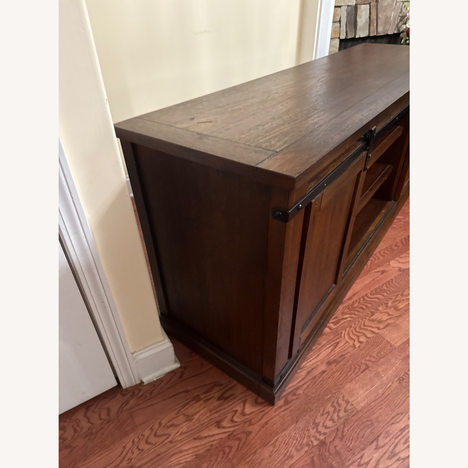 Dark Brown Wood Media Storage - image-3