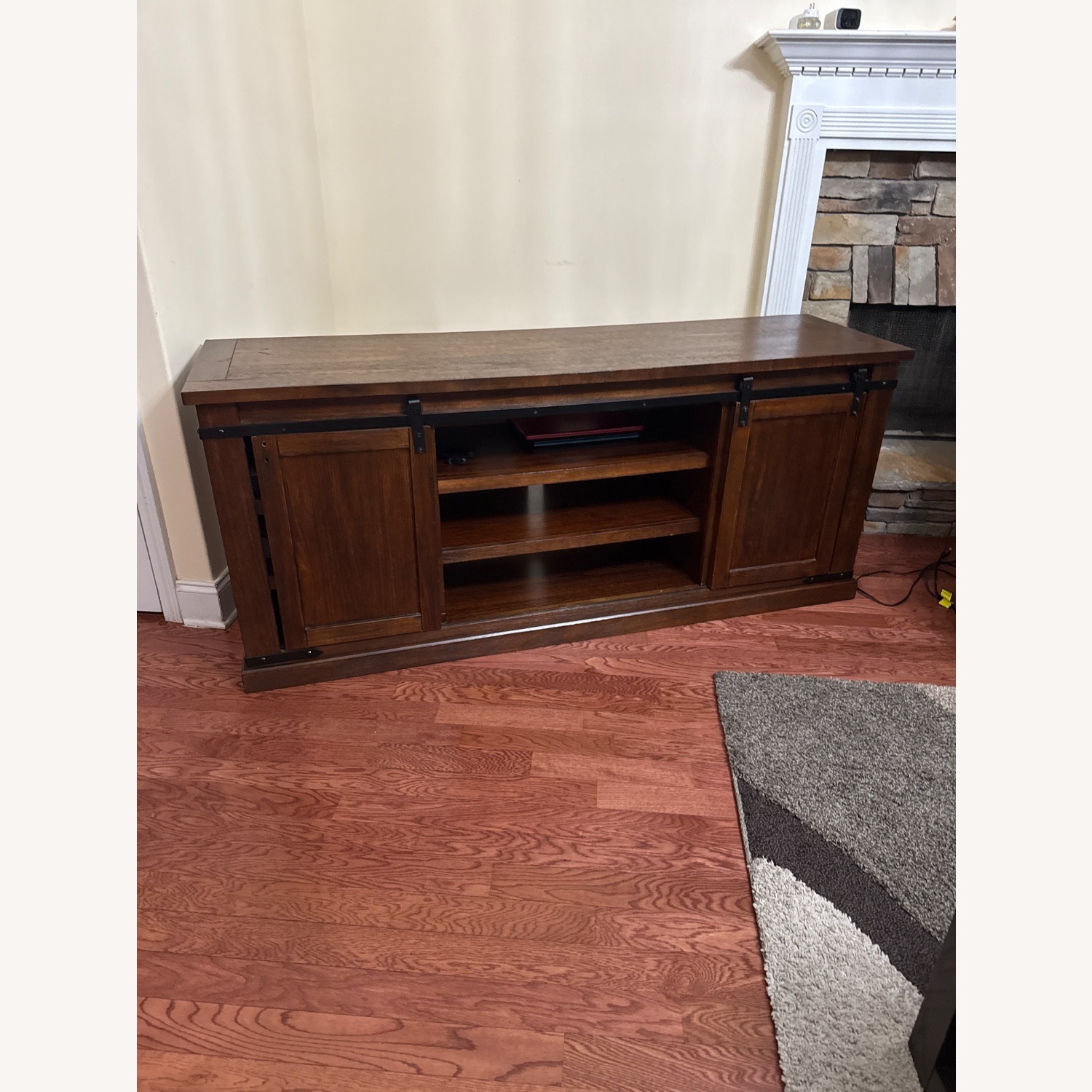 Dark Brown Wood Media Storage - image-2