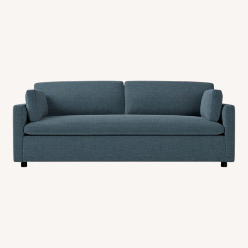 Used West Elm Marin Blue Velvet 3+ Seater Sofa for sale on AptDeco