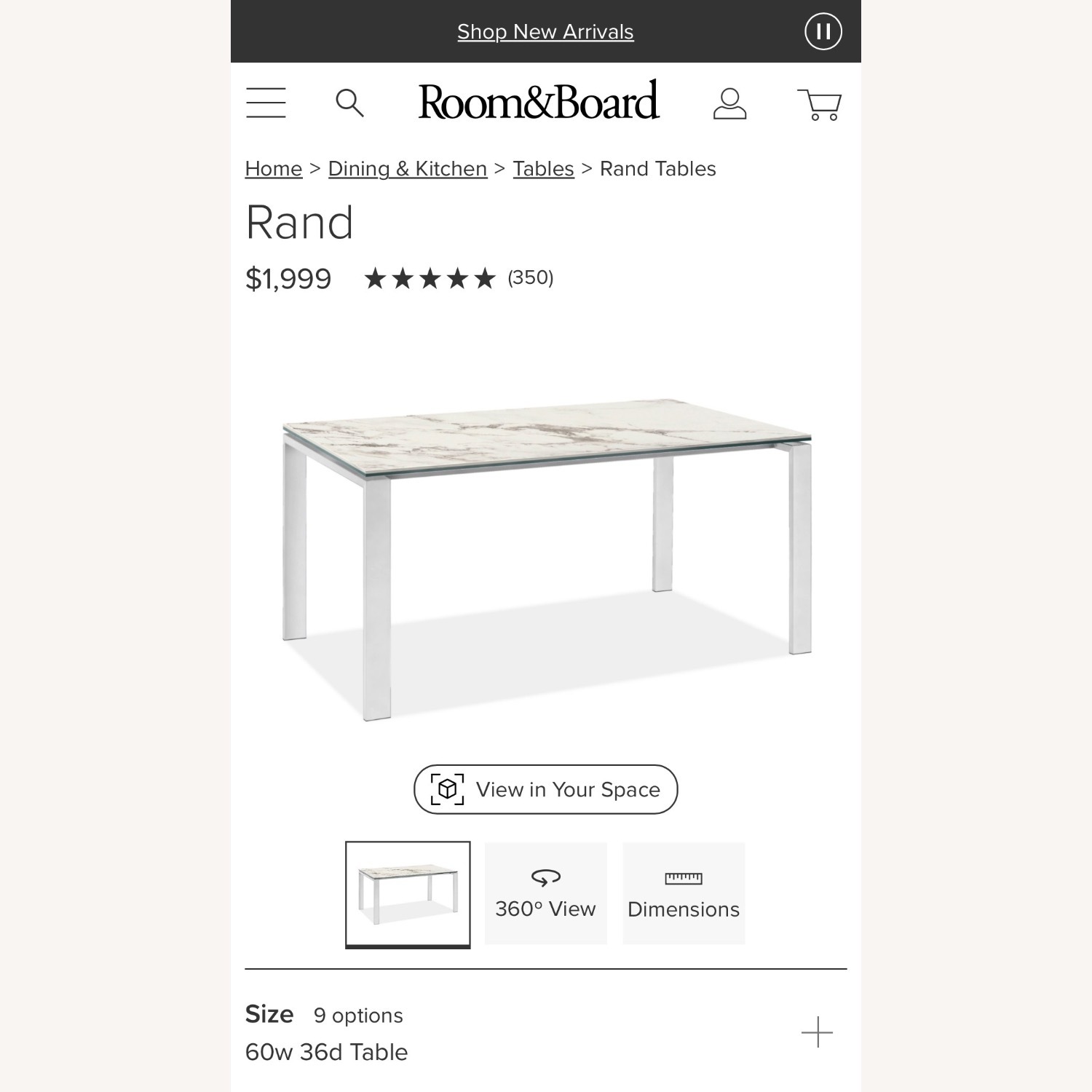 Room & Board Parsons White Marble Dining Table - image-3