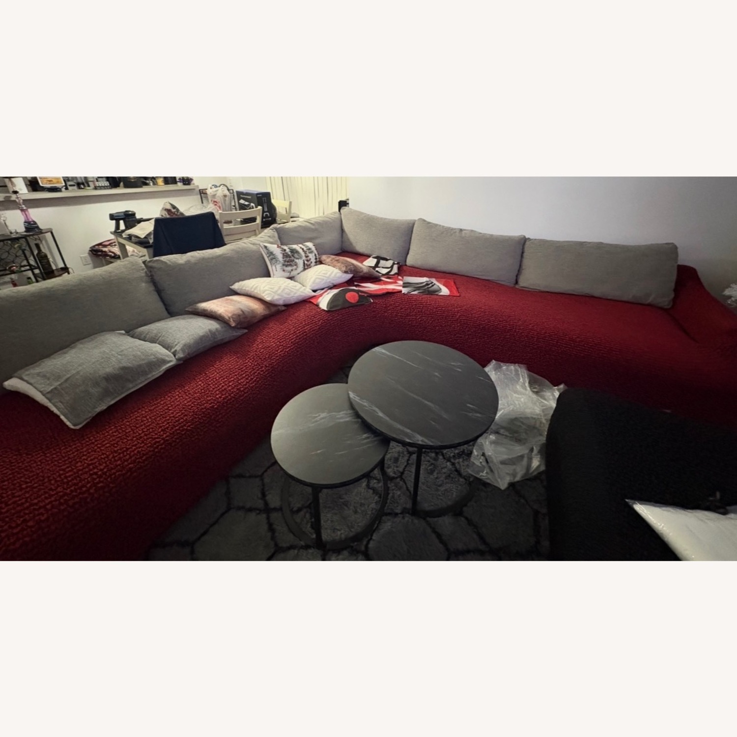 Light Gray Fabric 3+ Piece Sectional with Ottoman  - image-3