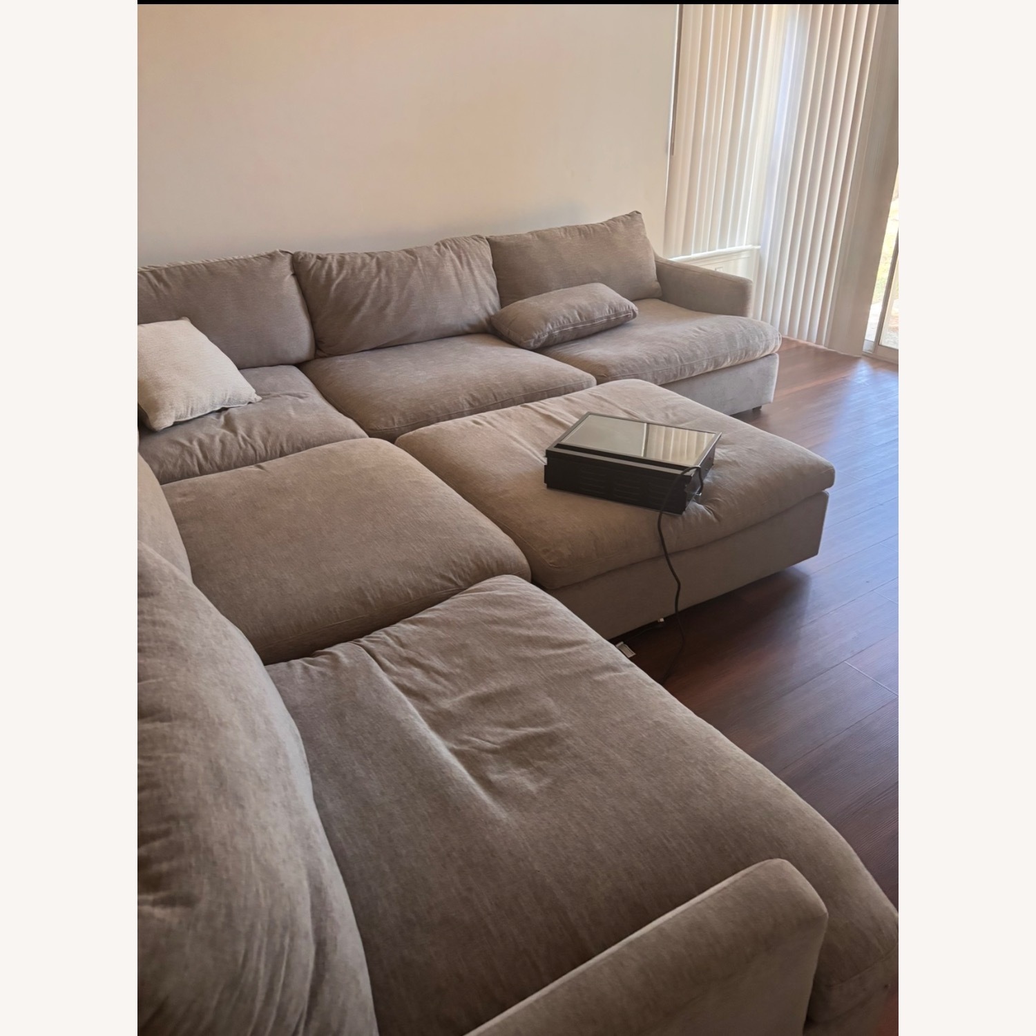 Light Gray Fabric 3+ Piece Sectional with Ottoman  - image-2