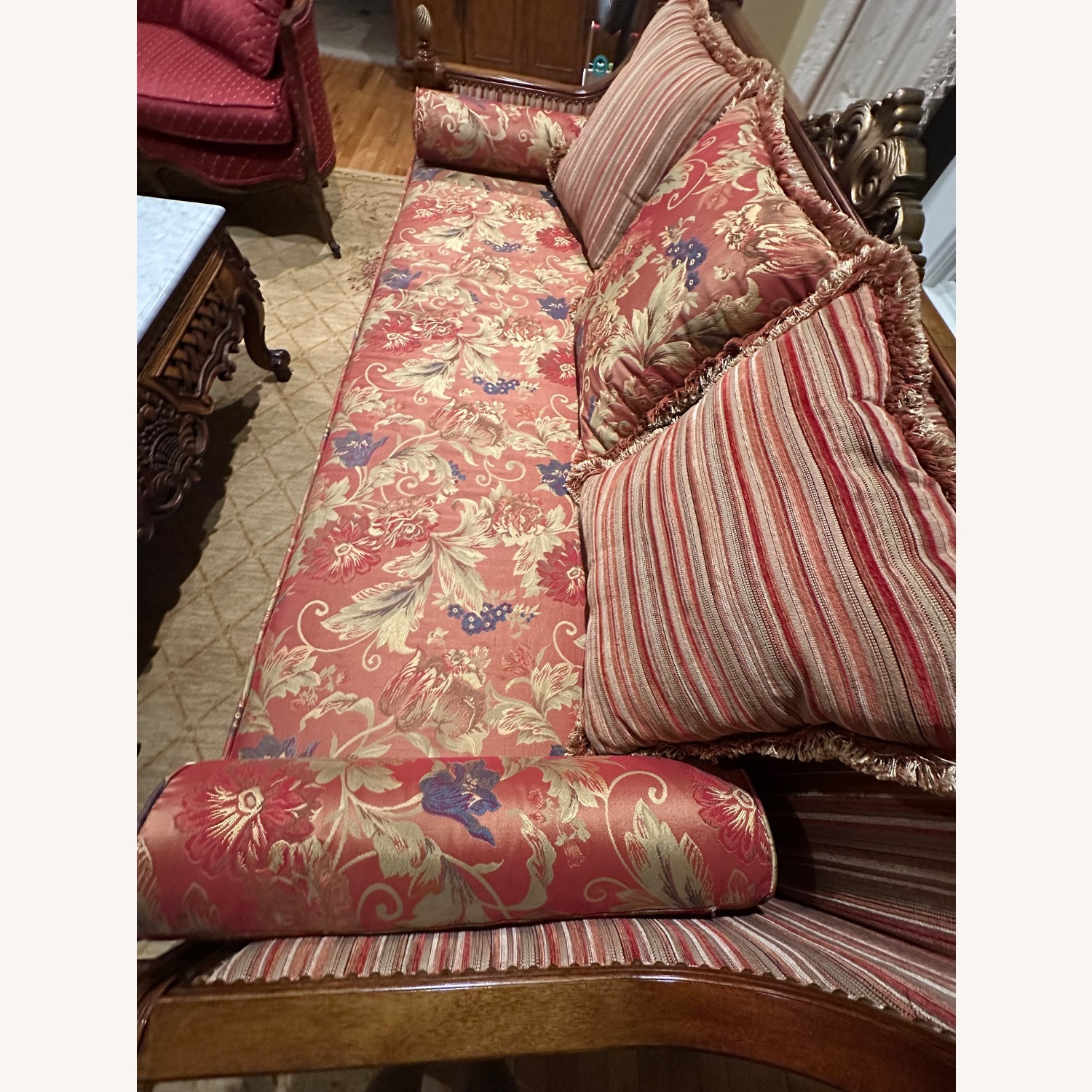 Vintage/Antique Finds Red Fabric 3+ Seater Sofa - image-2