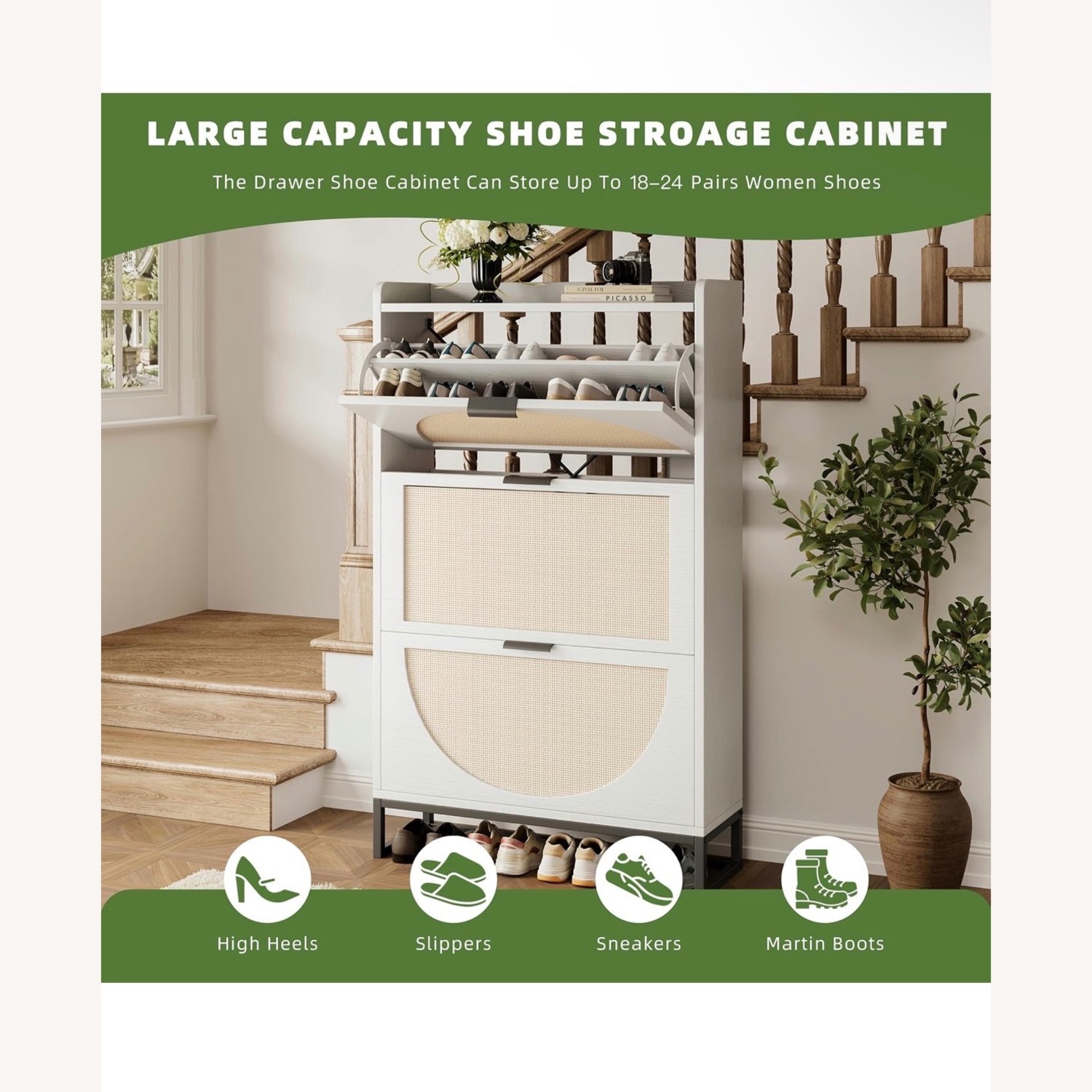 Flip Drawer Shoe Cabinet - image-5
