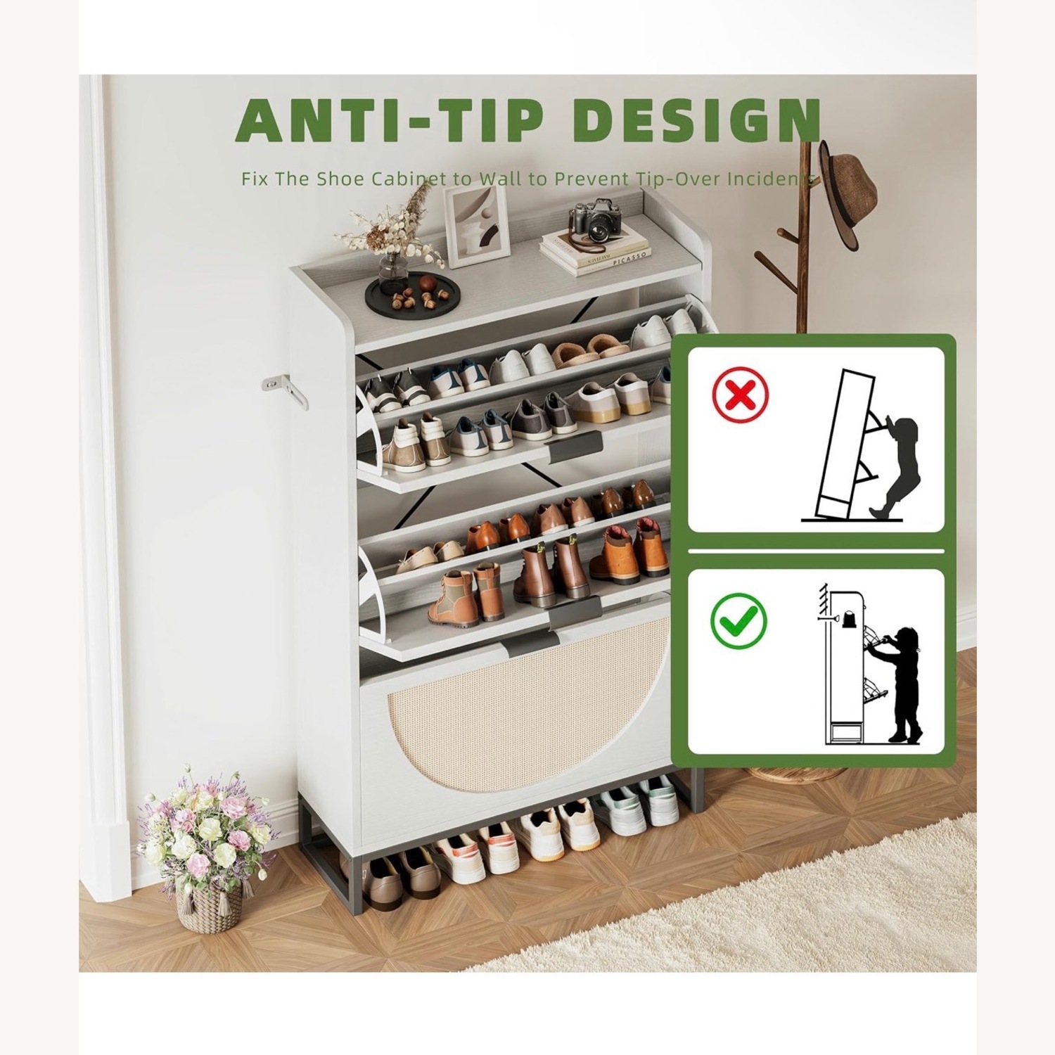 Flip Drawer Shoe Cabinet - image-3