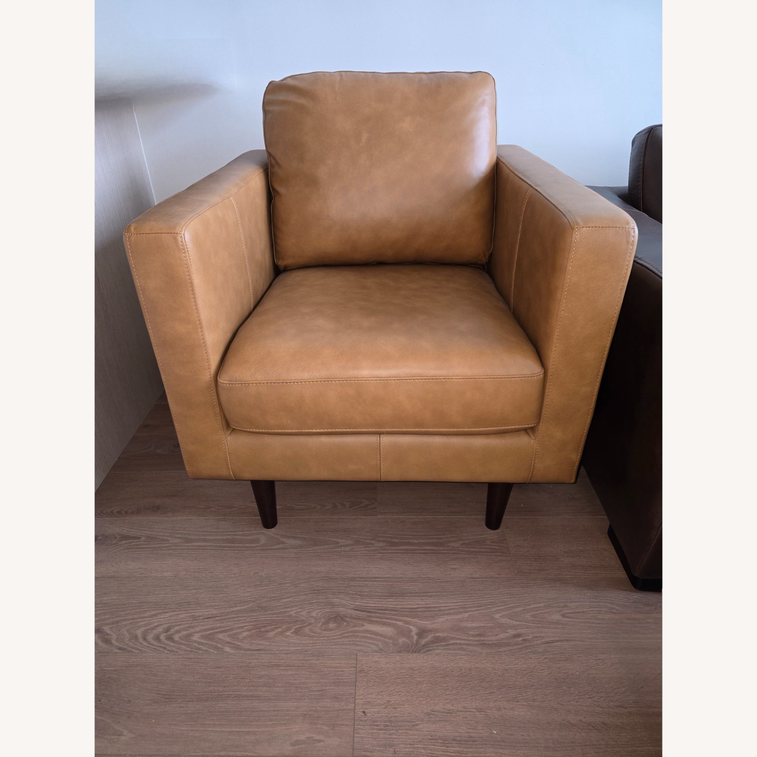 Rivet Light Brown Leather Armchair - image-1
