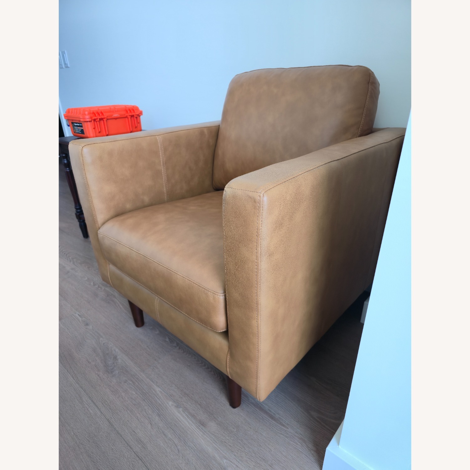 Rivet Light Brown Leather Armchair - image-3