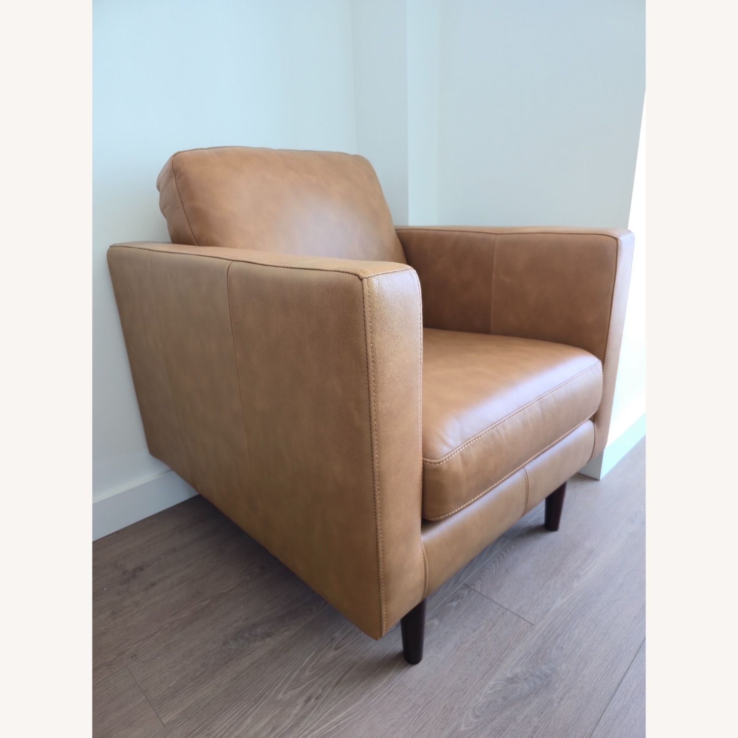 Rivet Light Brown Leather Armchair - image-2