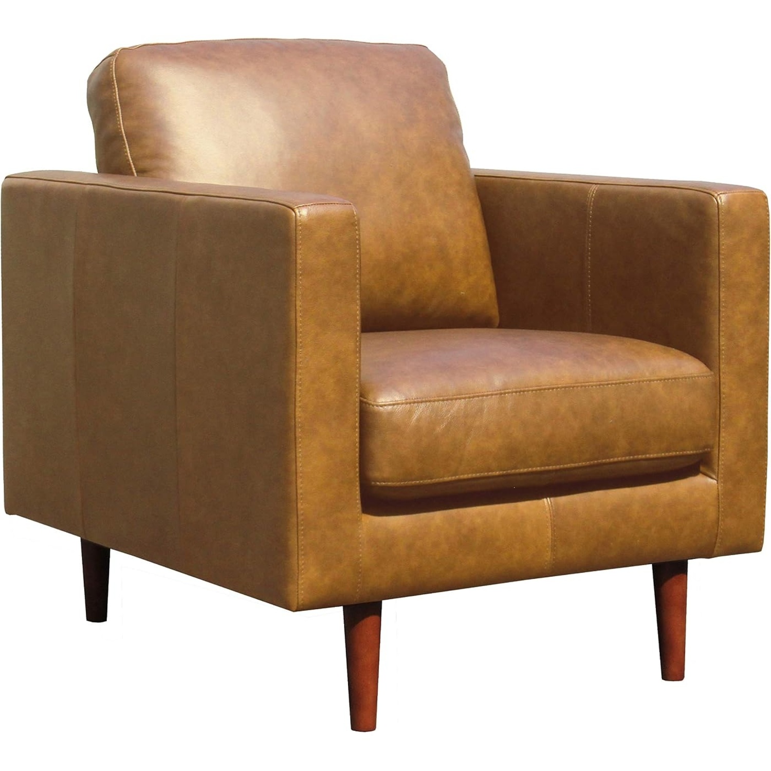 Rivet Light Brown Leather Armchair - image-4