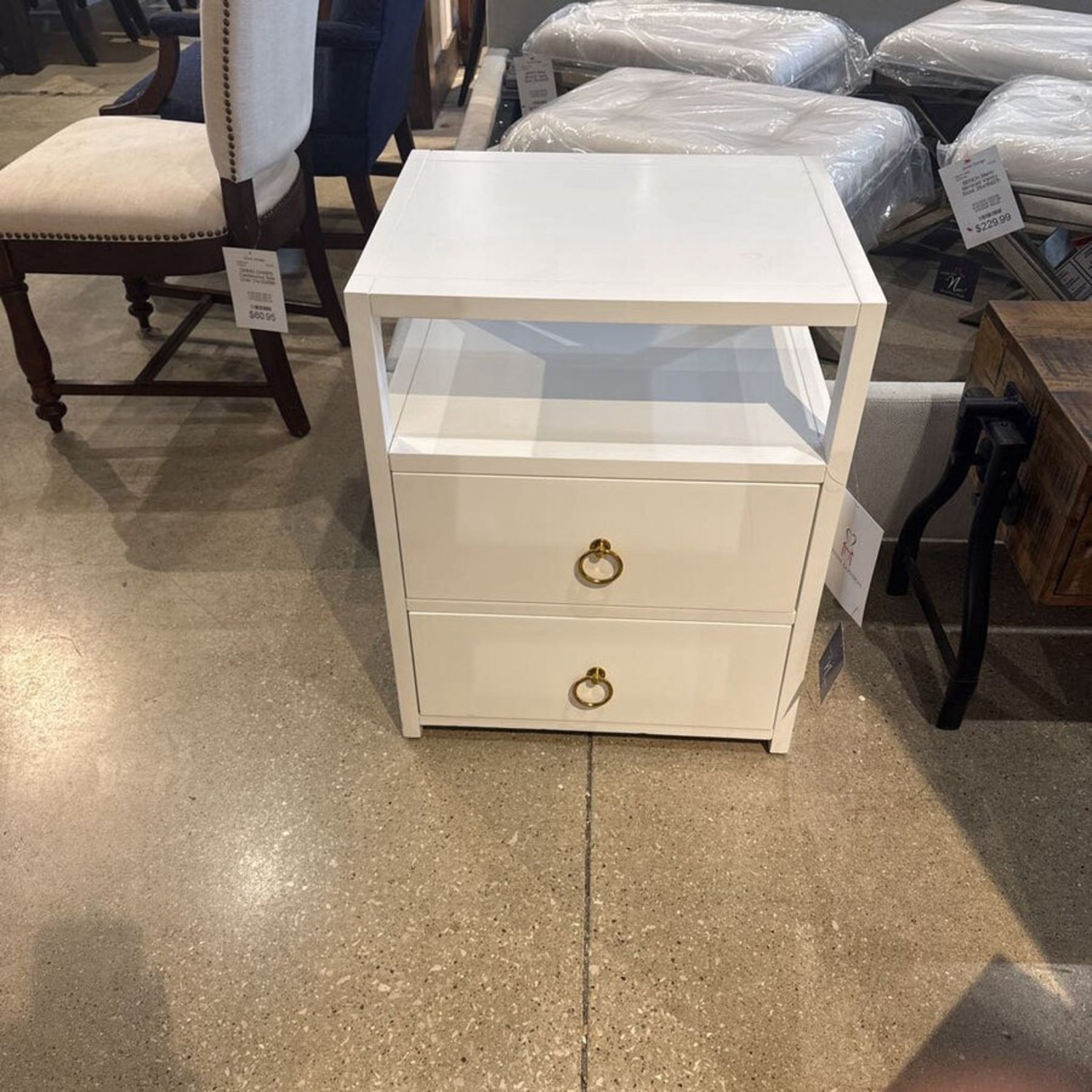 Lark 2-Drawer Nightstand White/Gold - image-2