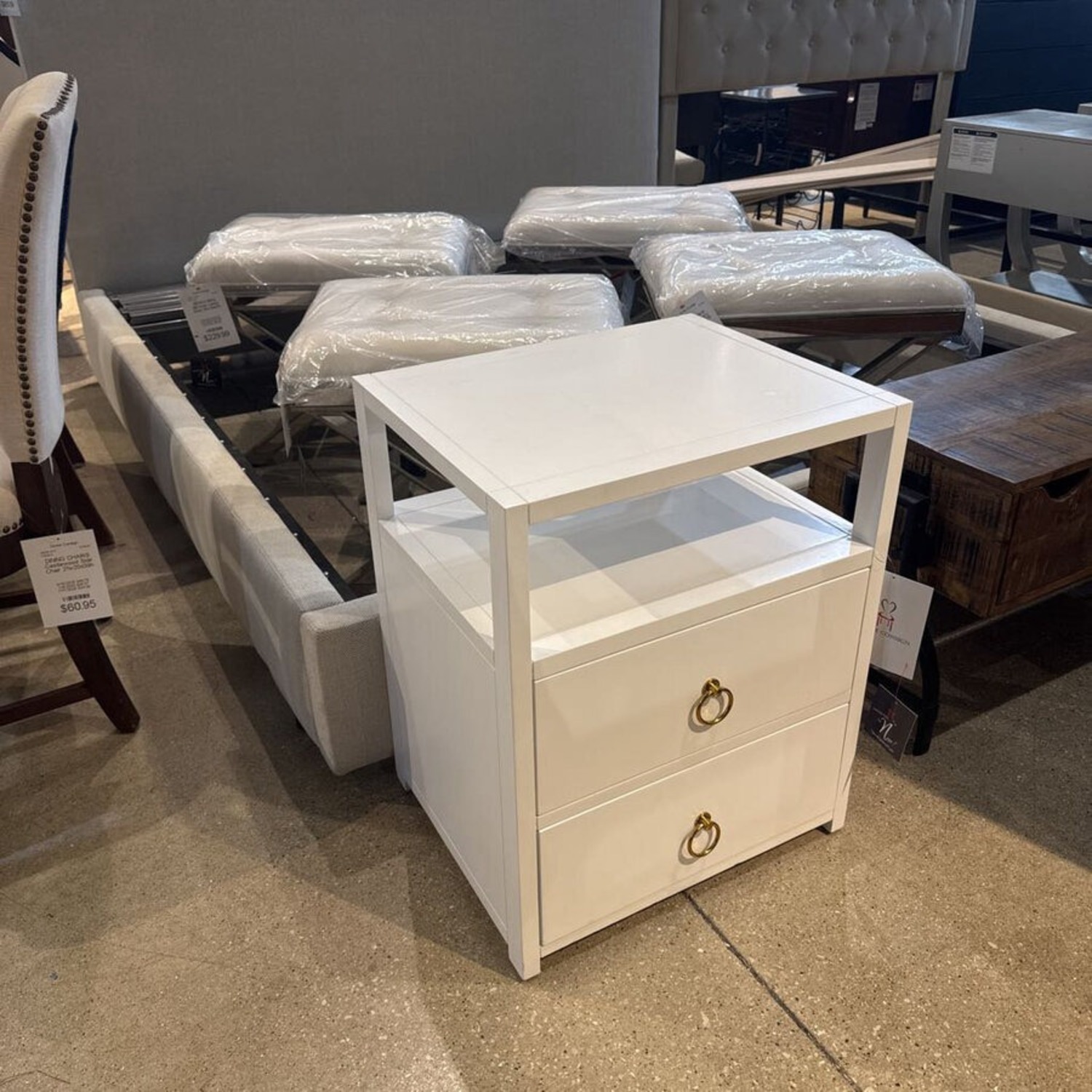 Lark 2-Drawer Nightstand White/Gold - image-1