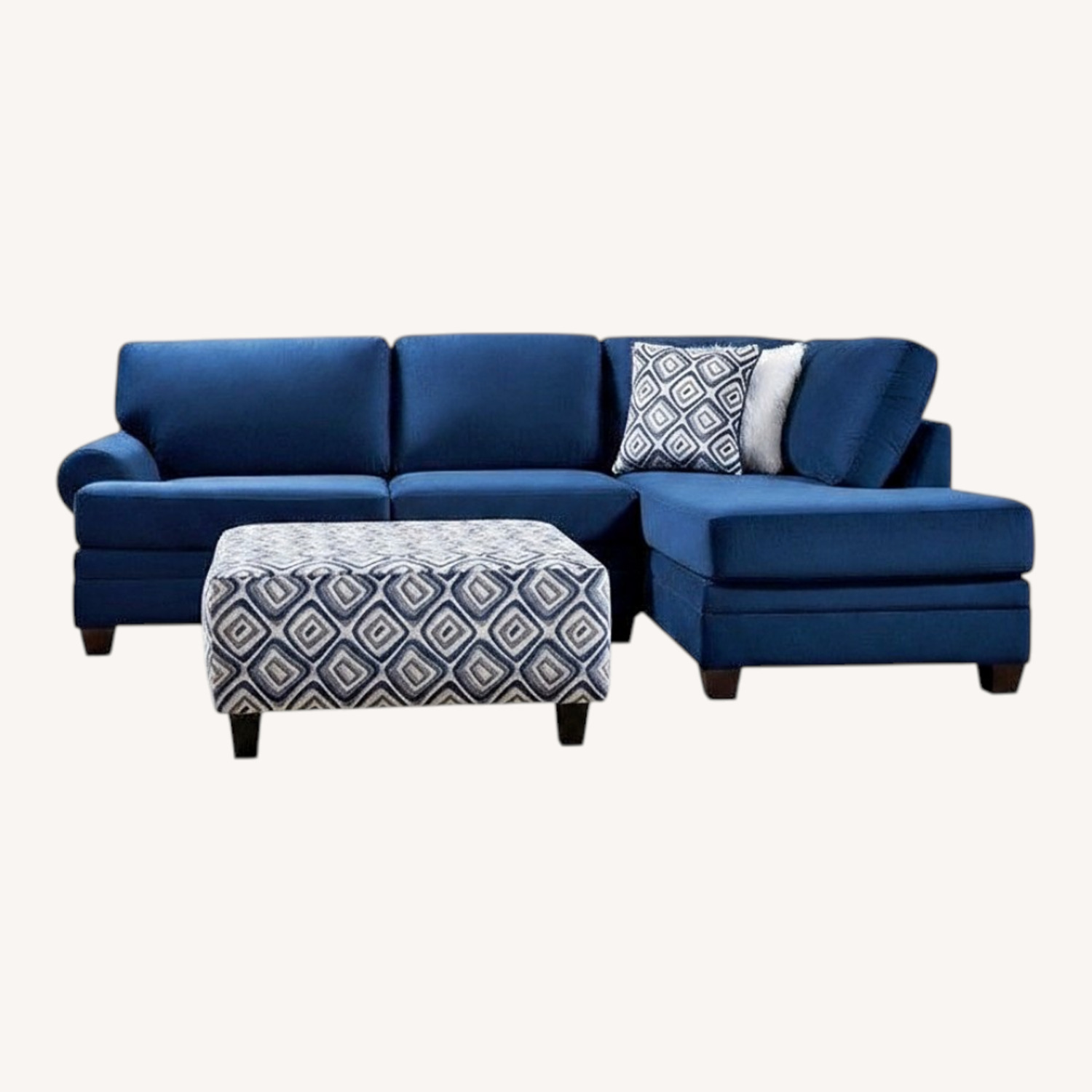 Blue 2 Piece Sectional with Ottoman - image-0