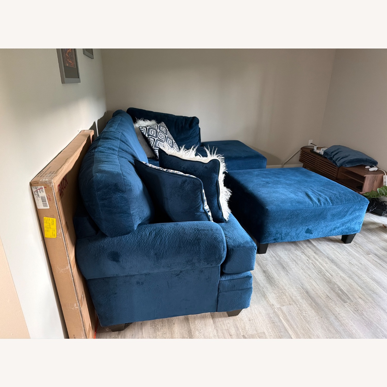 Blue 2 Piece Sectional with Ottoman - image-3