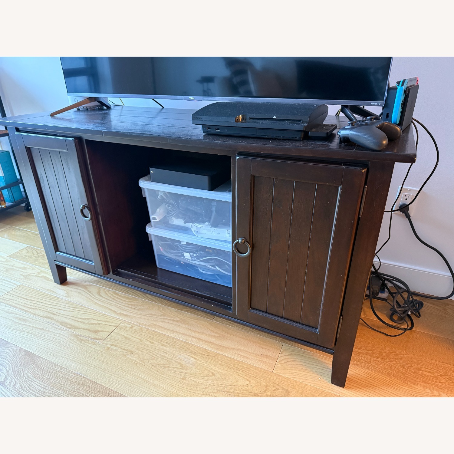 Dark Brown Wood Entertainment Center - image-1