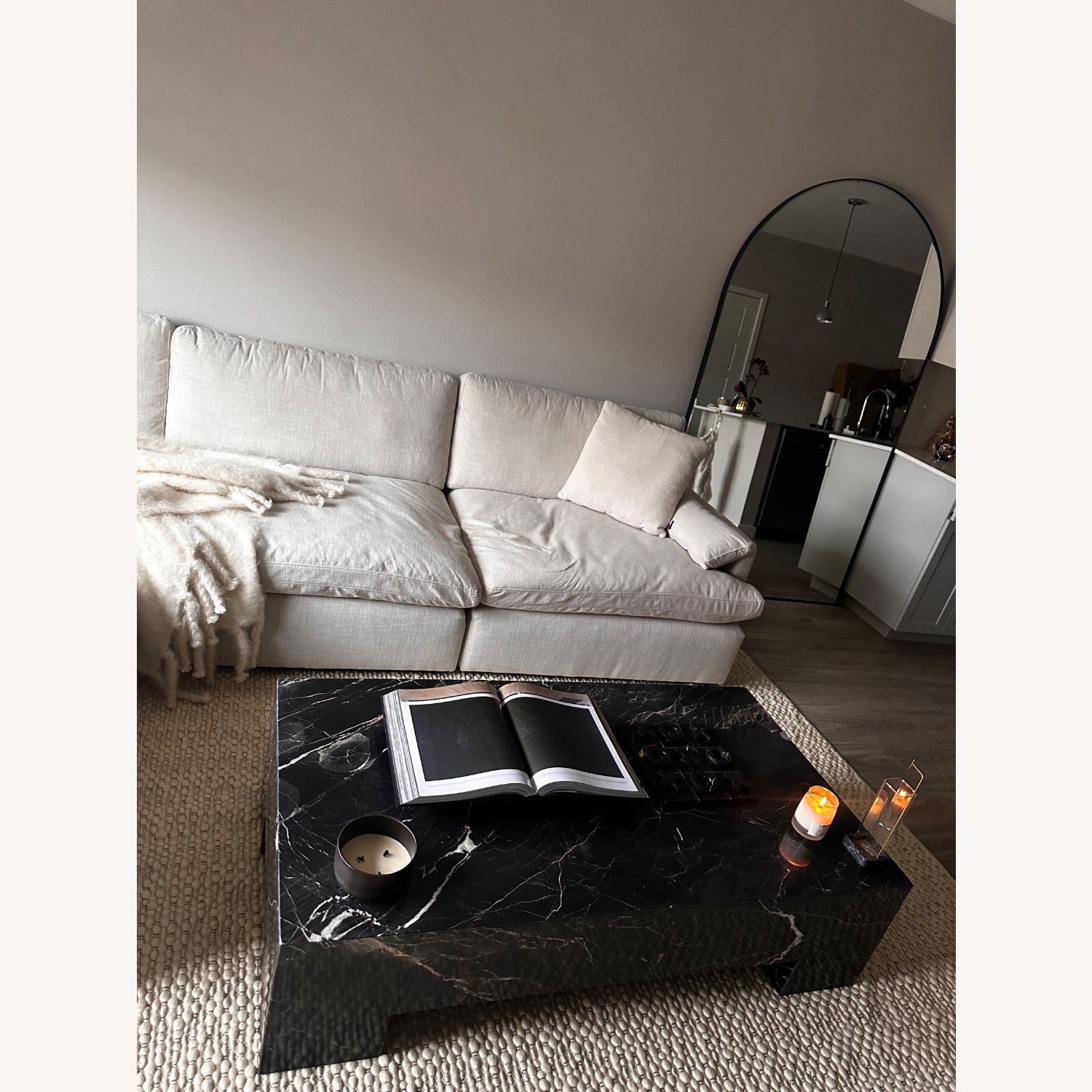 Nero Marquina Solid Black Marble Coffee Table - image-5