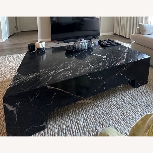 Used Nero Marquina Solid Black Marble Coffee Table for sale on AptDeco