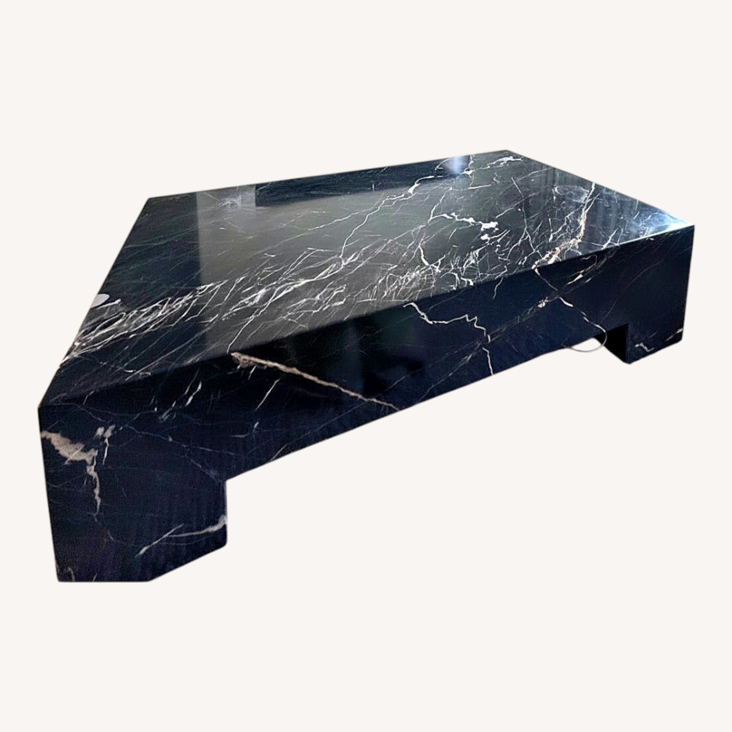 Nero Marquina Solid Black Marble Coffee Table - image-0