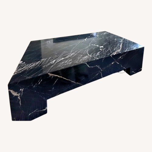 Used Nero Marquina Solid Black Marble Coffee Table for sale on AptDeco