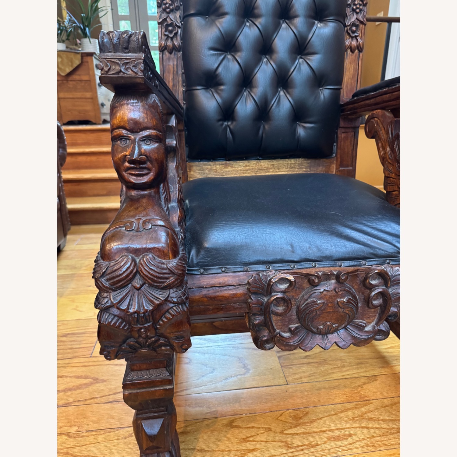 Renaissance Revival Carved Throne Chair - image-2