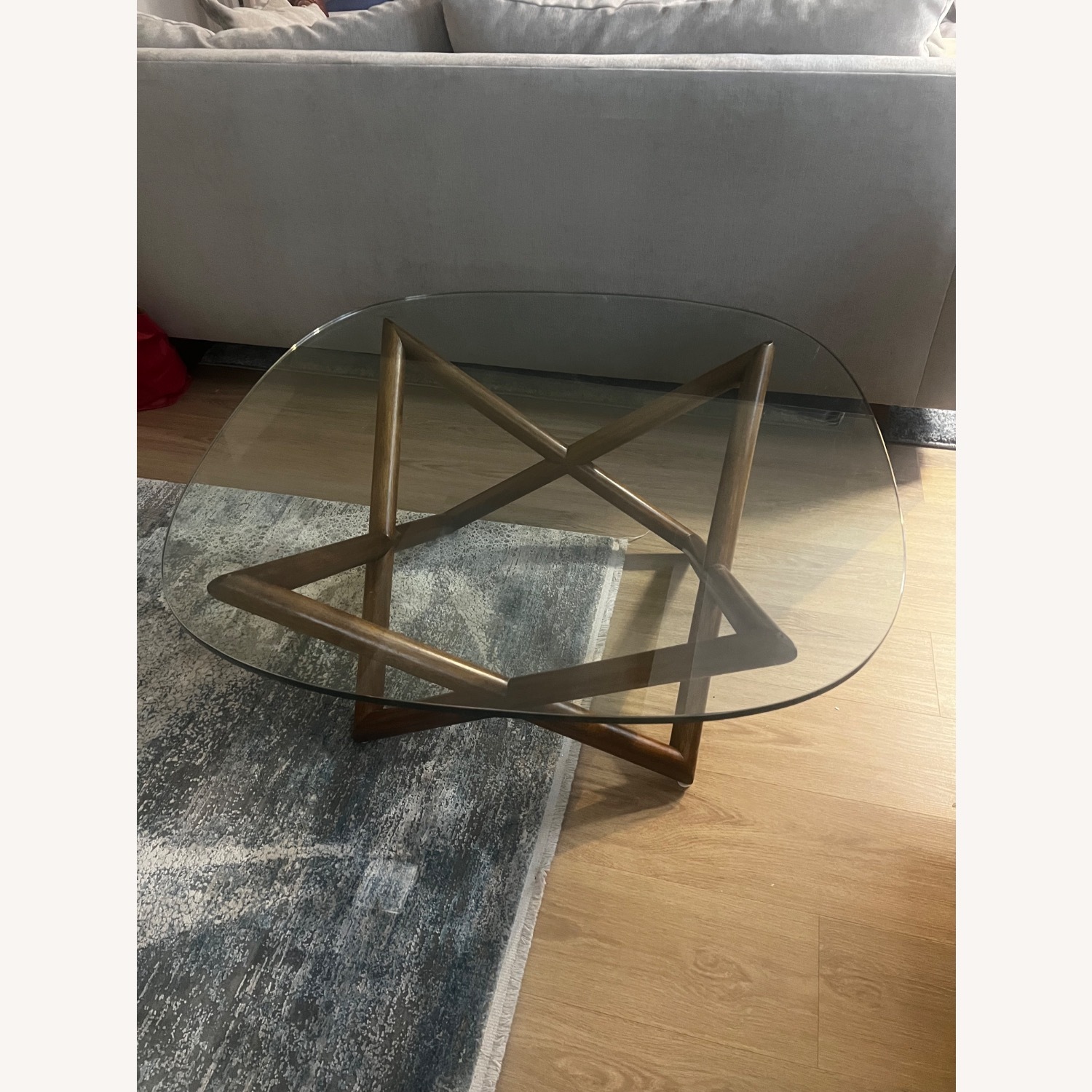 Glass Wooden Coffee Table - image-2