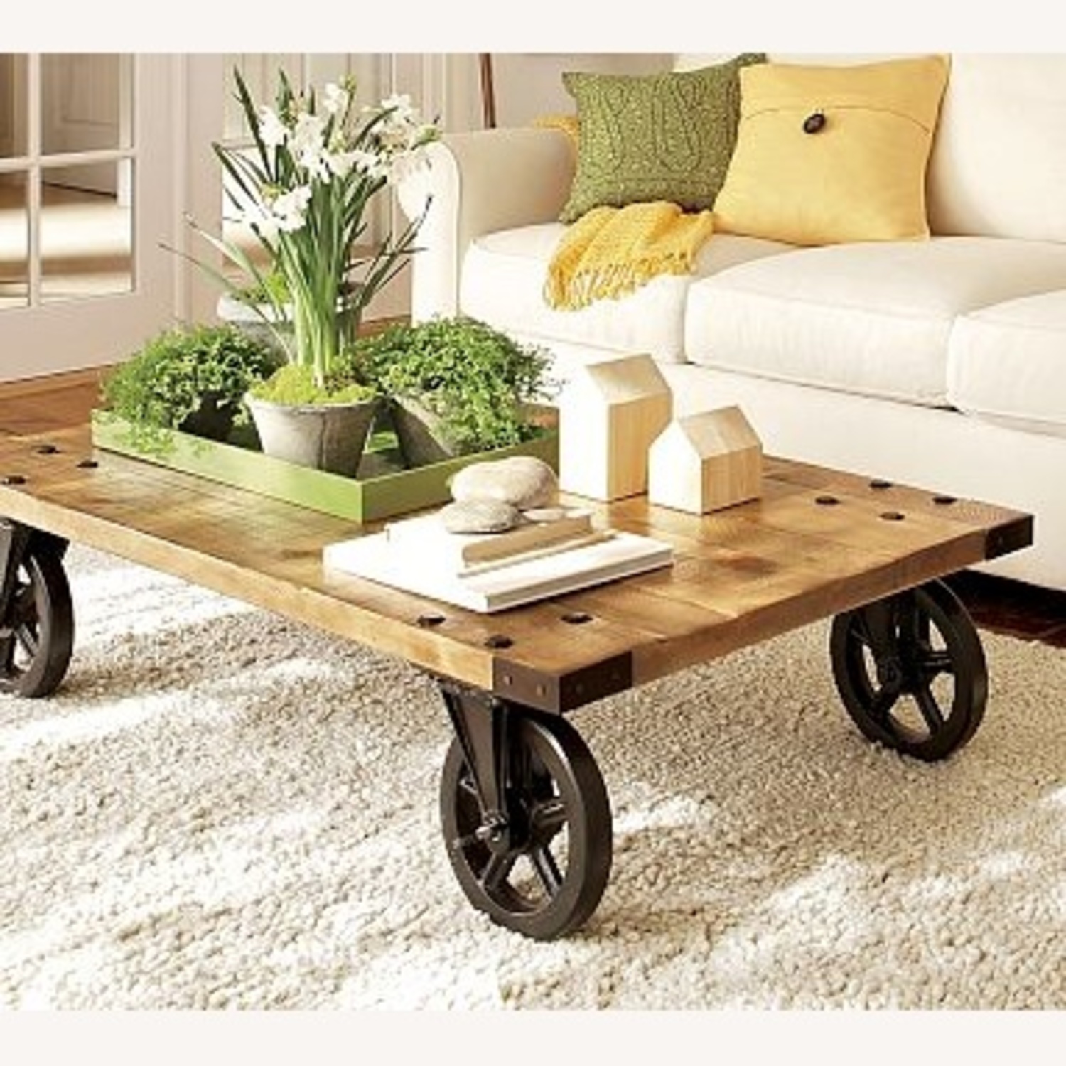 Pottery Barn Wheel Natural Coffee Table - image-6