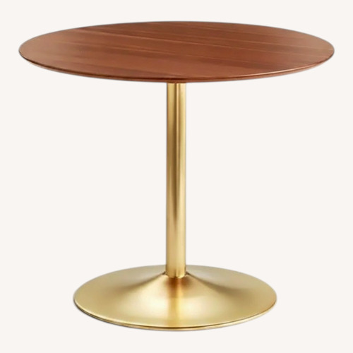 Used Walborn Wood & Round Metal Base Dining Table for sale on AptDeco