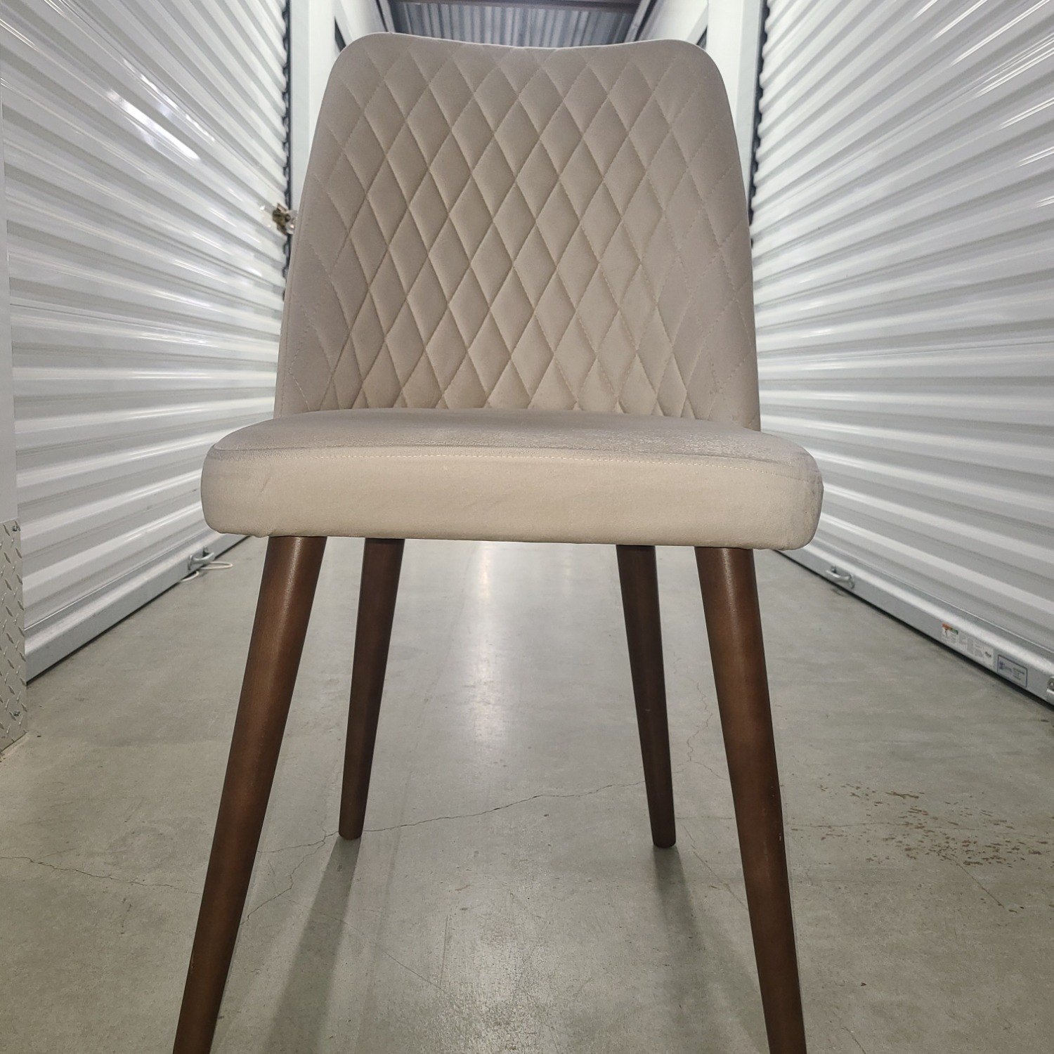 Beige Velvet Upholstered Accent Chair - image-3