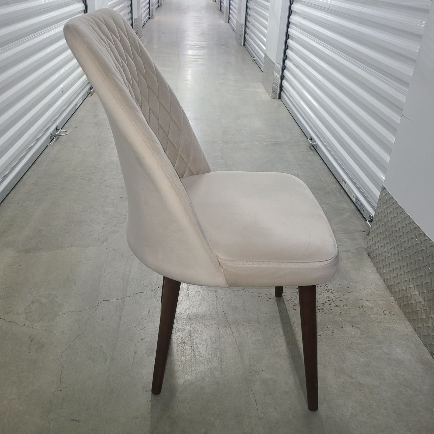 Beige Velvet Upholstered Accent Chair - image-4