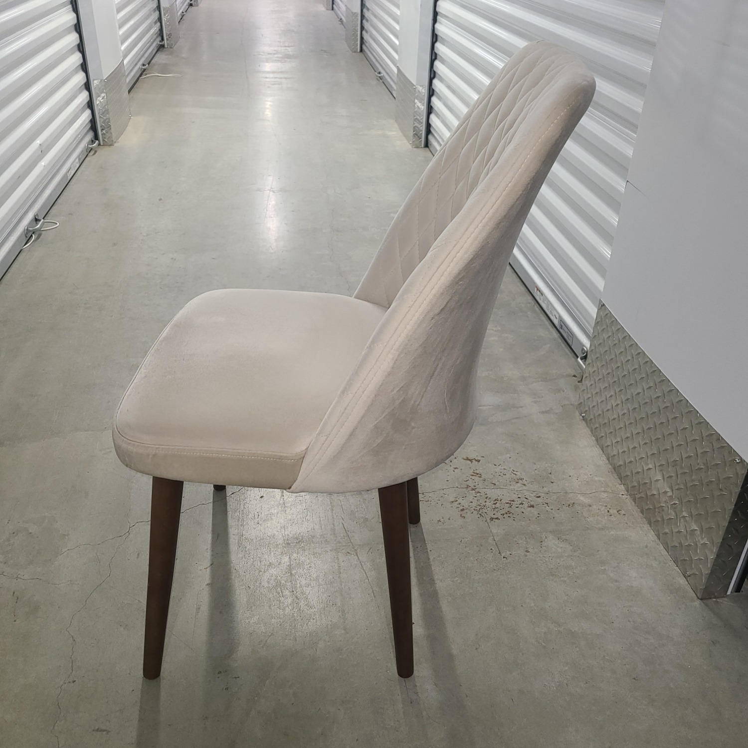 Beige Velvet Upholstered Accent Chair - image-5